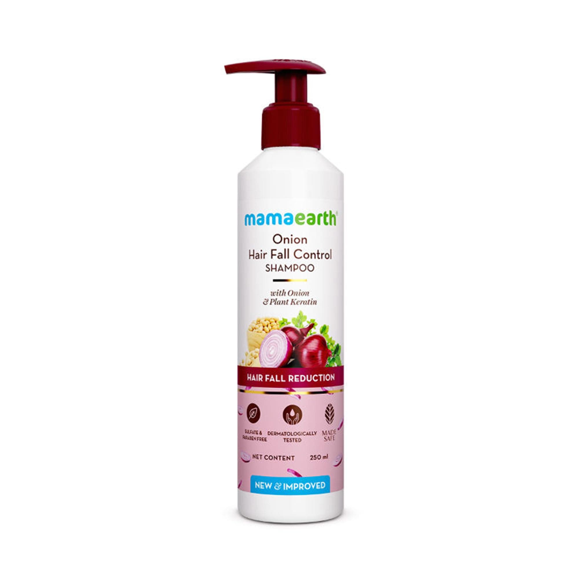 Mamaearth Onion Hair Fall Shampoo, Hair Growth & Hairfall Control, Onion Oil & Vegetable Keratin Onion Hair Fall Shampoo for Hair Growth & Hair Fall Control, with Onion Oil & Plant Keratin 250ml