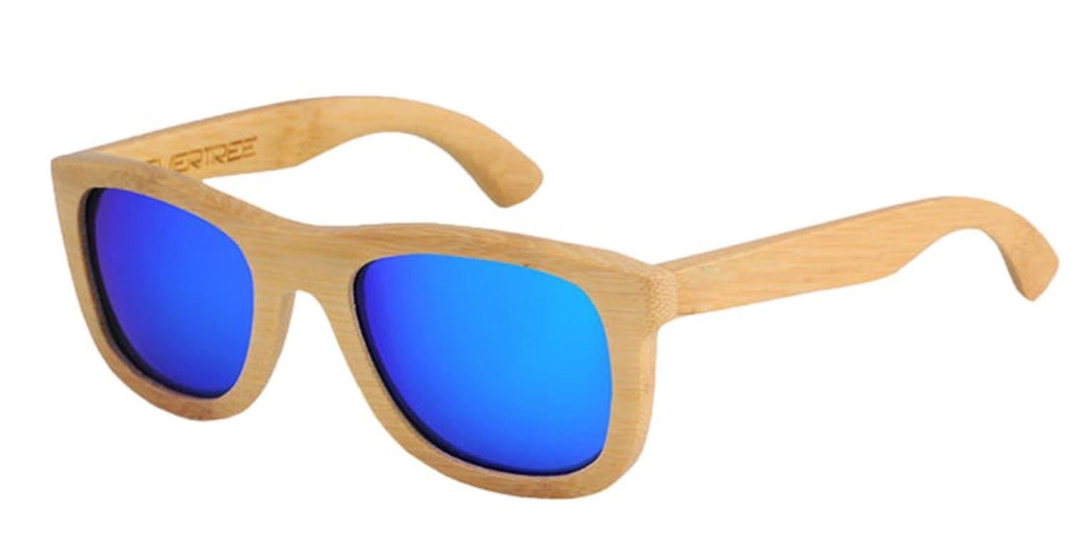 Wood Sunglasses for Men and Women - Polarized Bamboo Wayfarer with Wooden Case