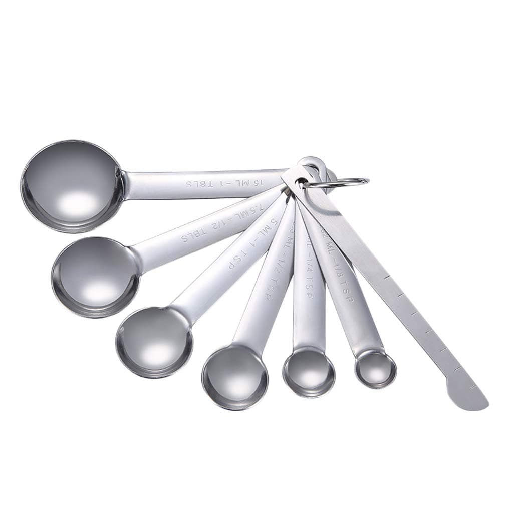 probeninmappx 7pcs Measuring Spoons Ruler Stainless Steel Tea Spice Kitchen Baking Seasoning Measurement Teaspoon