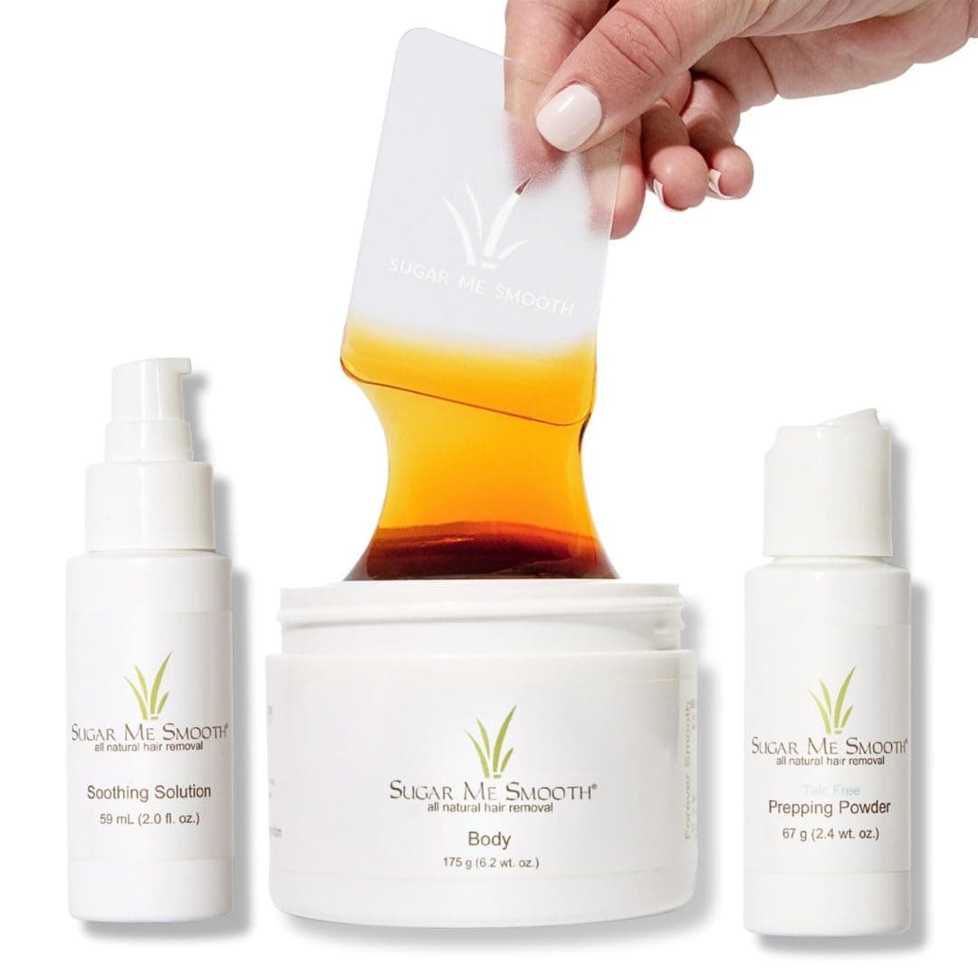 Body Sugar Wax Kit – Gentle On Skin And Less Painful Hair Removal In A Simple System, No Strips, No Heat, Water Soluble All-Natural Solution For All Skin & Hair Types