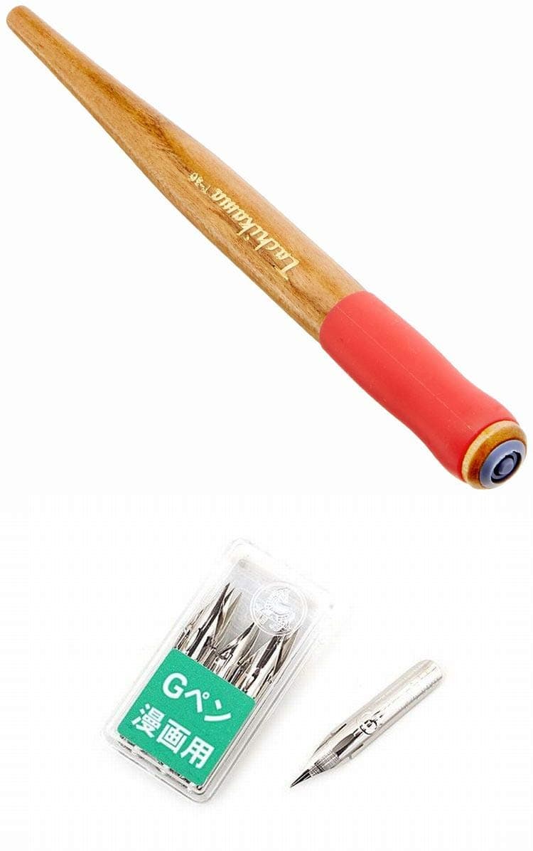 Comic Pen Nib Holder Model 36 Pink Grip (T-36P)+ Nibs(PG-6C-C-K)