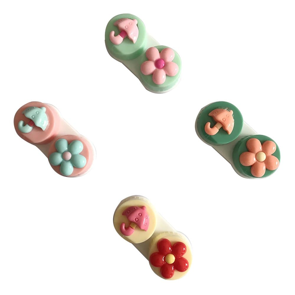 Ecago 1PCS Double Contact Lenses Box Contact Lens Case for Eyes Care Kit Holder Container (Flower) S827