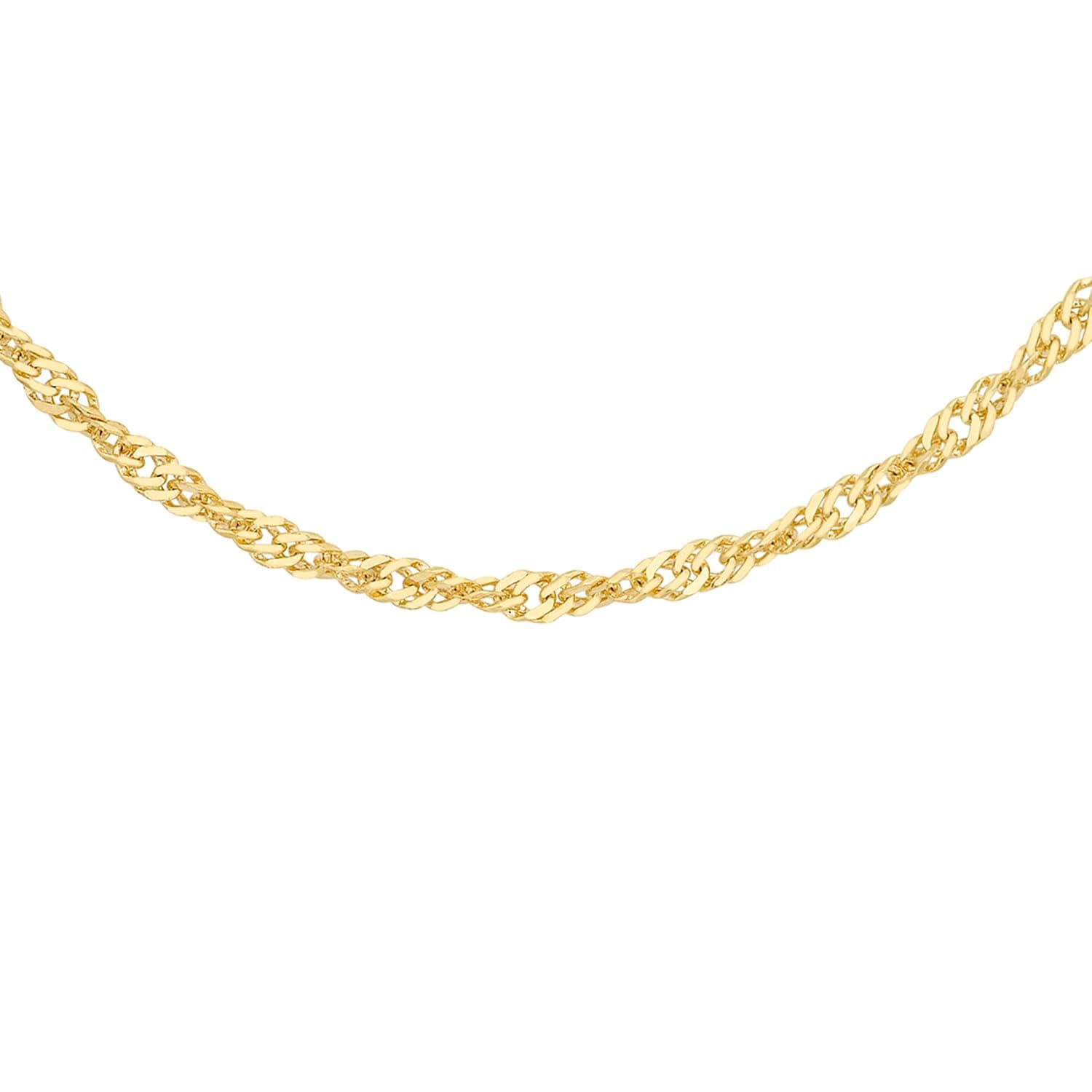 Women's 9 ct Gold 1.2 mm Diamond Cut Twist Curb Chain Necklace