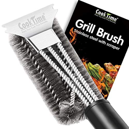 BBQ Grill Brush and Scraper 18'' Wire Safe Bristles Grill Cleaning Brush Stainless Steel Barbecue Cleaner with Scrubber, Great Grill BBQ Accessories for Cleaning Grill