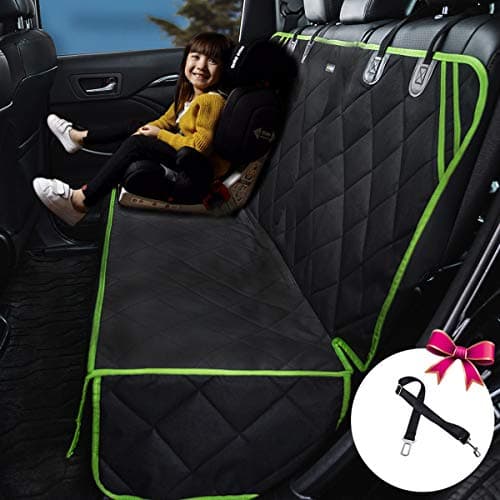 Dog Car Seat Cover Waterproof Dog Seat Cover for Cars Back Seat Heavy-Duty Nonslip Pet Car Seat Cover Protector Armrest Compatible for Trucks Cars & SUVs (Green Edge, 56''Lx50''W)