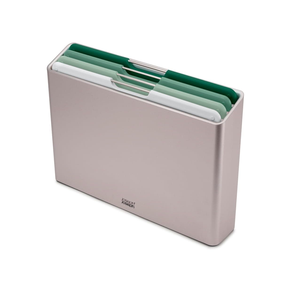 Joseph Joseph Folio 4-Piece Colour coded Cutting Board Set, Slimline case for organized Kitchen storage, Sage Green
