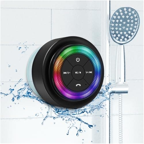 Pro Shower Speaker (Upgraded) Certified IPX7 Waterproof Bluetooth Speaker, 8W Crystal Sound&Rich Bass, 15H Playtime, with Suction Cup&Silicone Lanyard, SoundAngel Mate(2nd Gen)
