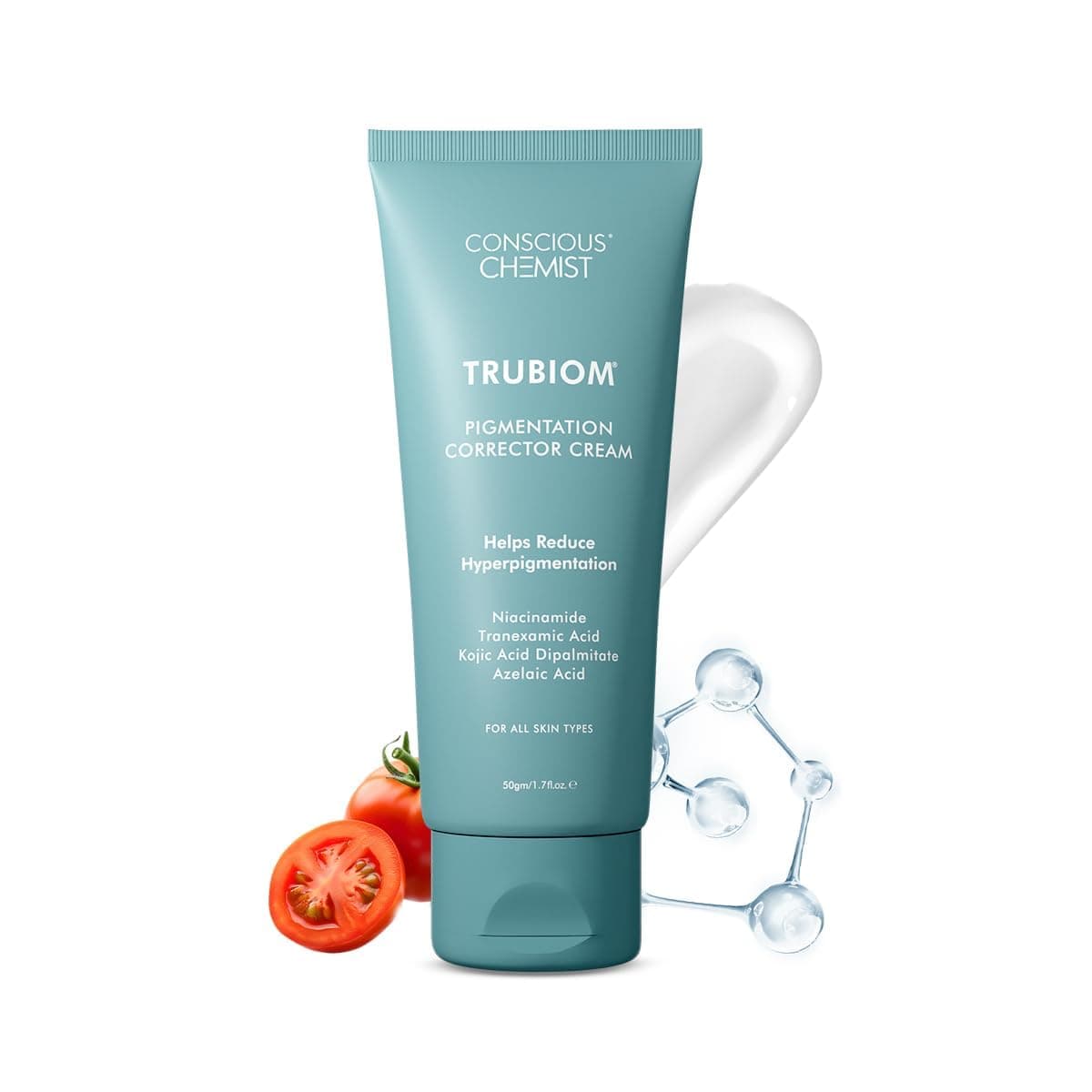 Conscious Chemist Kojic Acid Face Cream | 50g | Azelaic Acid Cream for Men & Women, Niacinamide & Tranexamic Acid, Anti Pigmentation, Reduce Dark Spots, All Skin Type - Trubiom