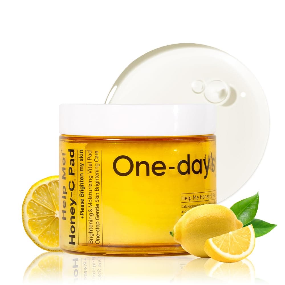 ONE-DAY’S YOU Help Me Honey Glow-C Pads | Korean Vitamin C Toner Pads for Face | Brightening & Cleansing Facial Pads | Skin Care for Blemishes & Radiance | 60 Sheets