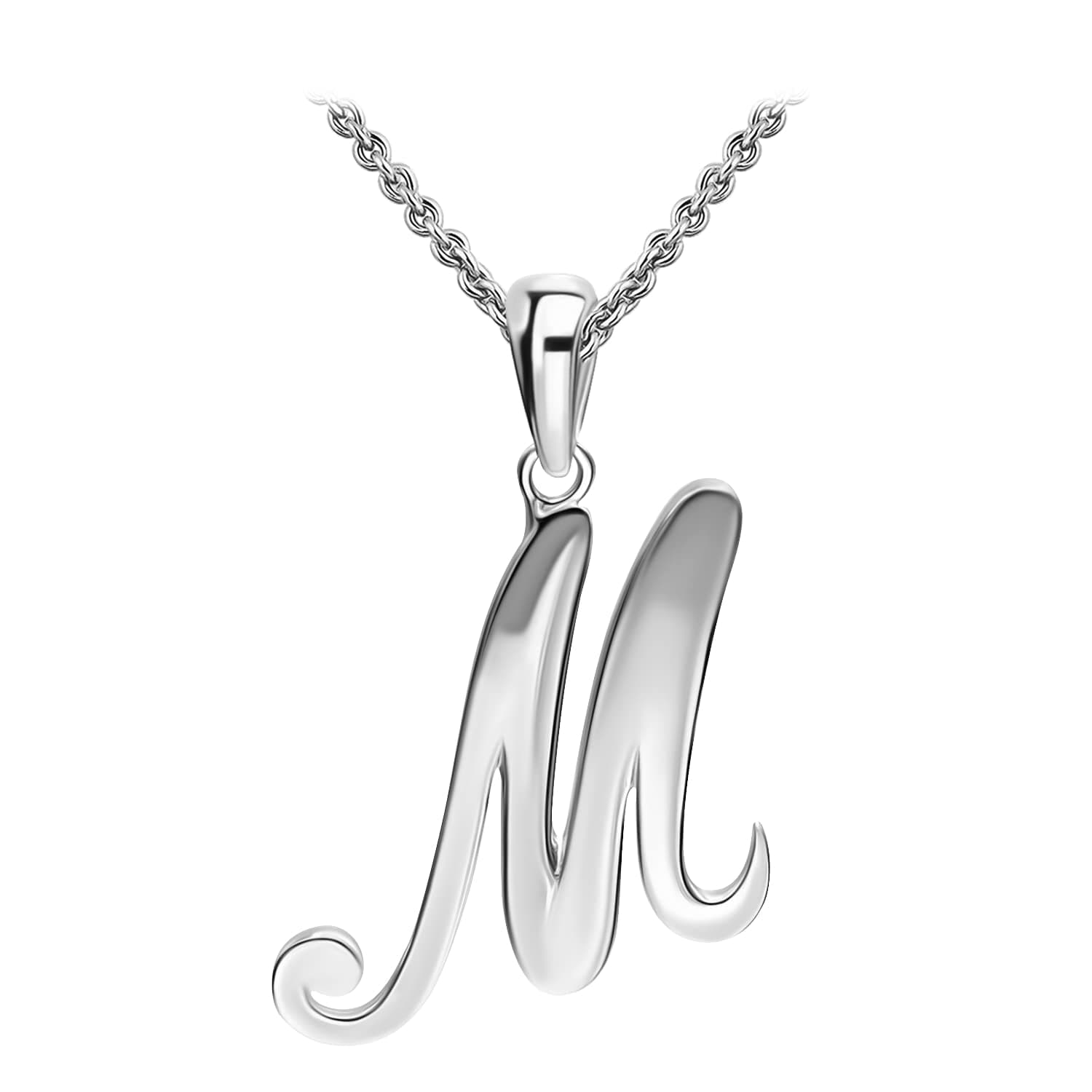 Letter Initial Necklace, Alphabet Letter Pendant Necklace, Sterling Silver, Gold, Rose Gold Necklace for Women, Elegant Initial Necklaces, Personalized Custom Women's Necklaces