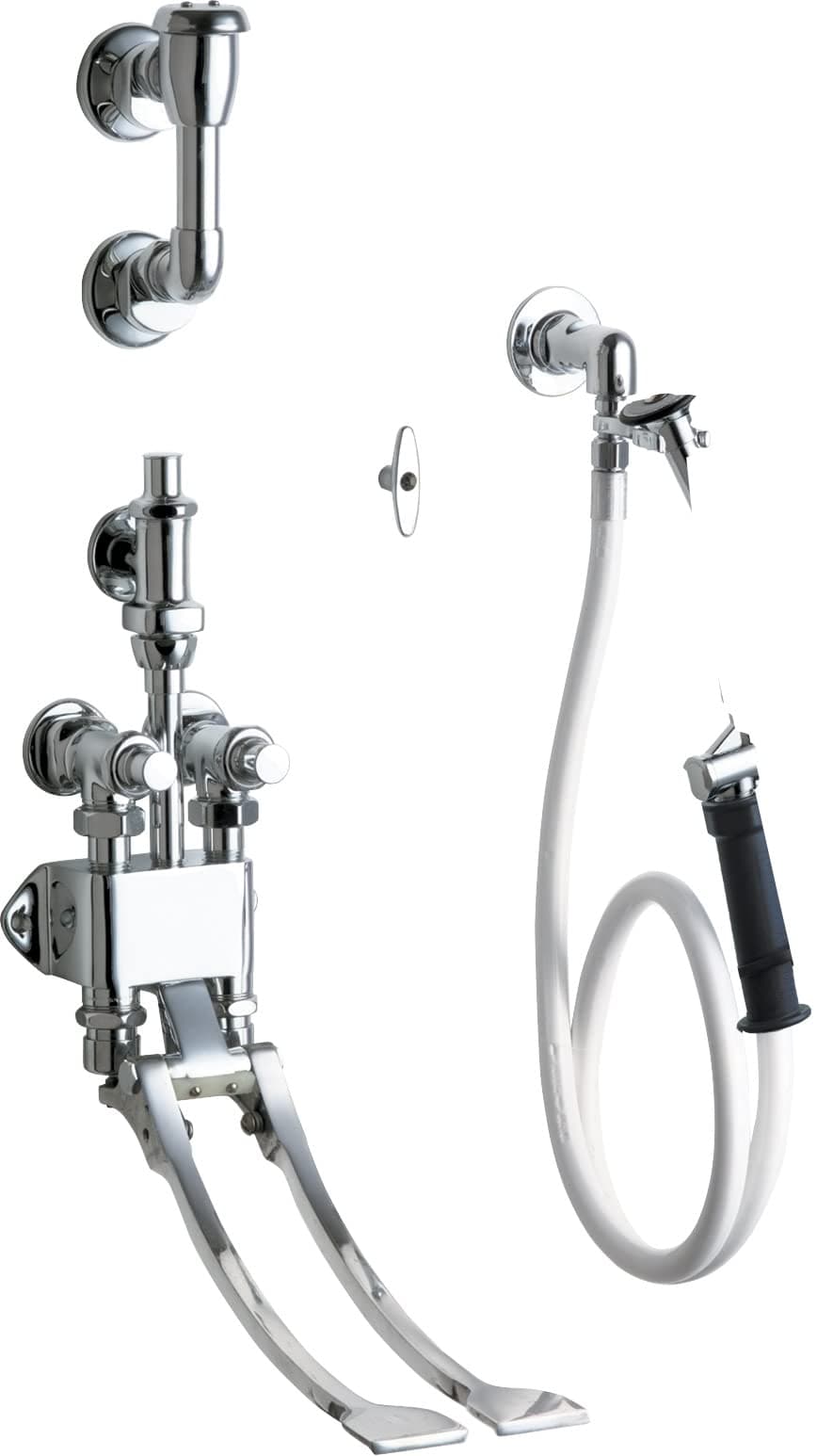 CHICAGO FAUCETS 910-G777-21KCP Pedal Valve Bed Pan Cleaner with