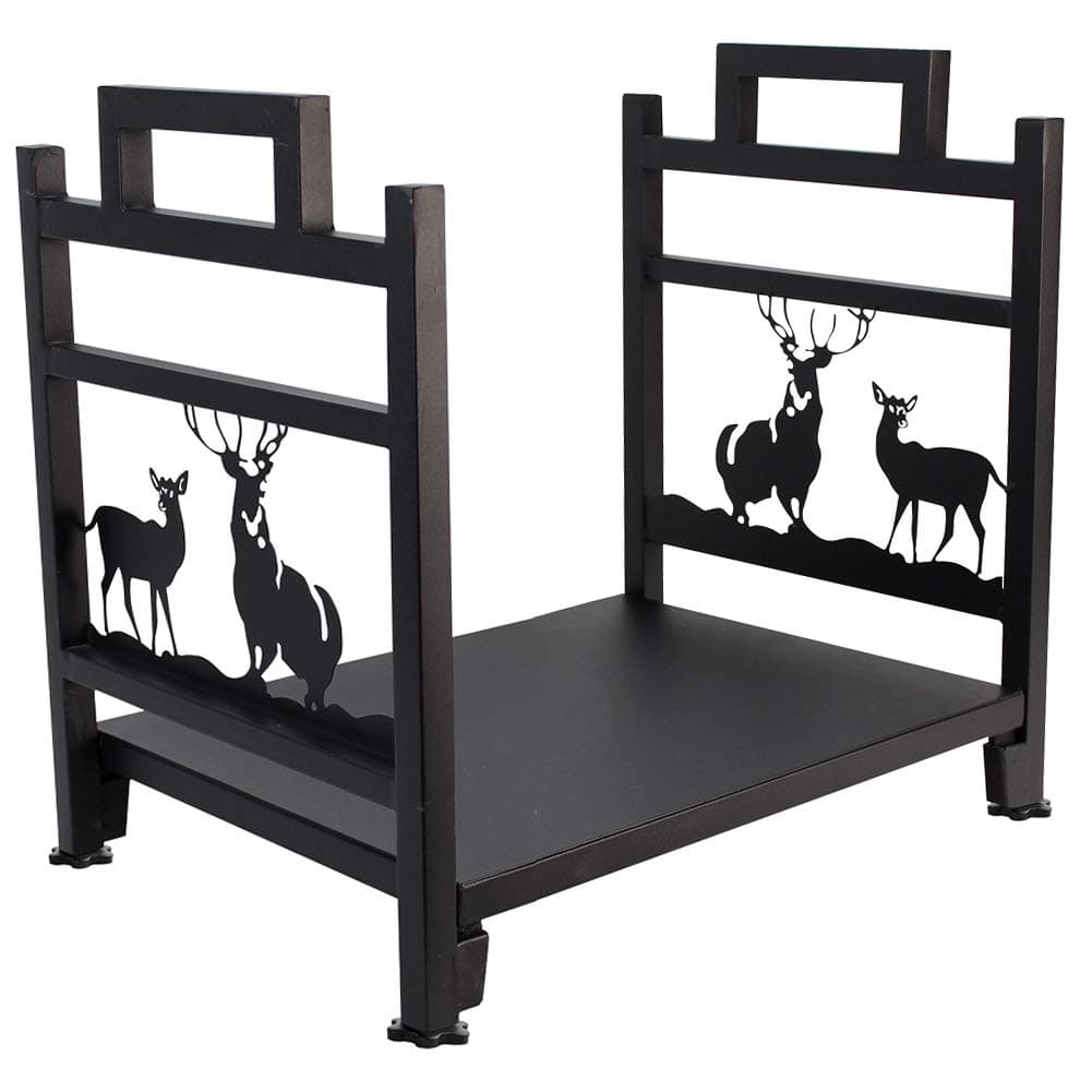 INNO STAGE Firewood Log Rack, Iron Wood Lumber Storage Holder for Fireplace, Heavy Duty Log Storage Bin for Firepit Stove Accessories Indoor - Perfect Construction - No Any Screw to Install