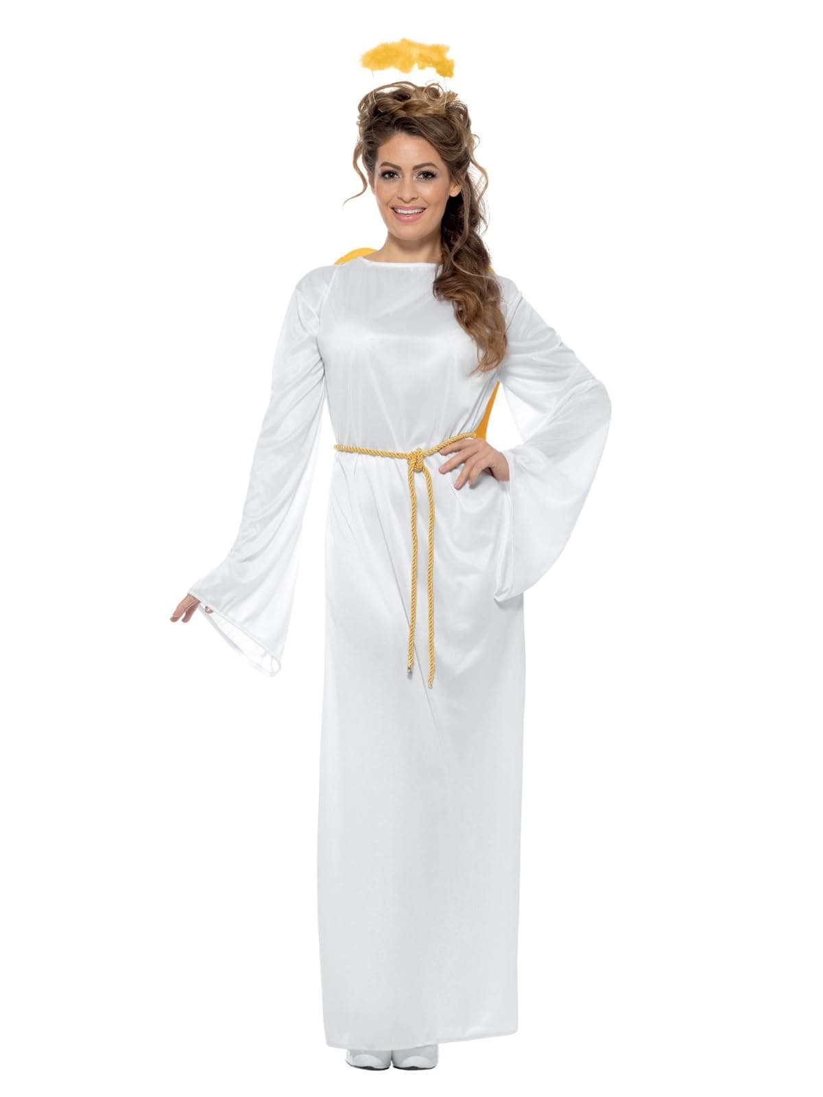 Smiffys Angel Gabriel Costume, Unisex, White with Robe, Belt, Wings & Halo, Christmas Adult Fancy Dress, Angel Dress Up Costumes