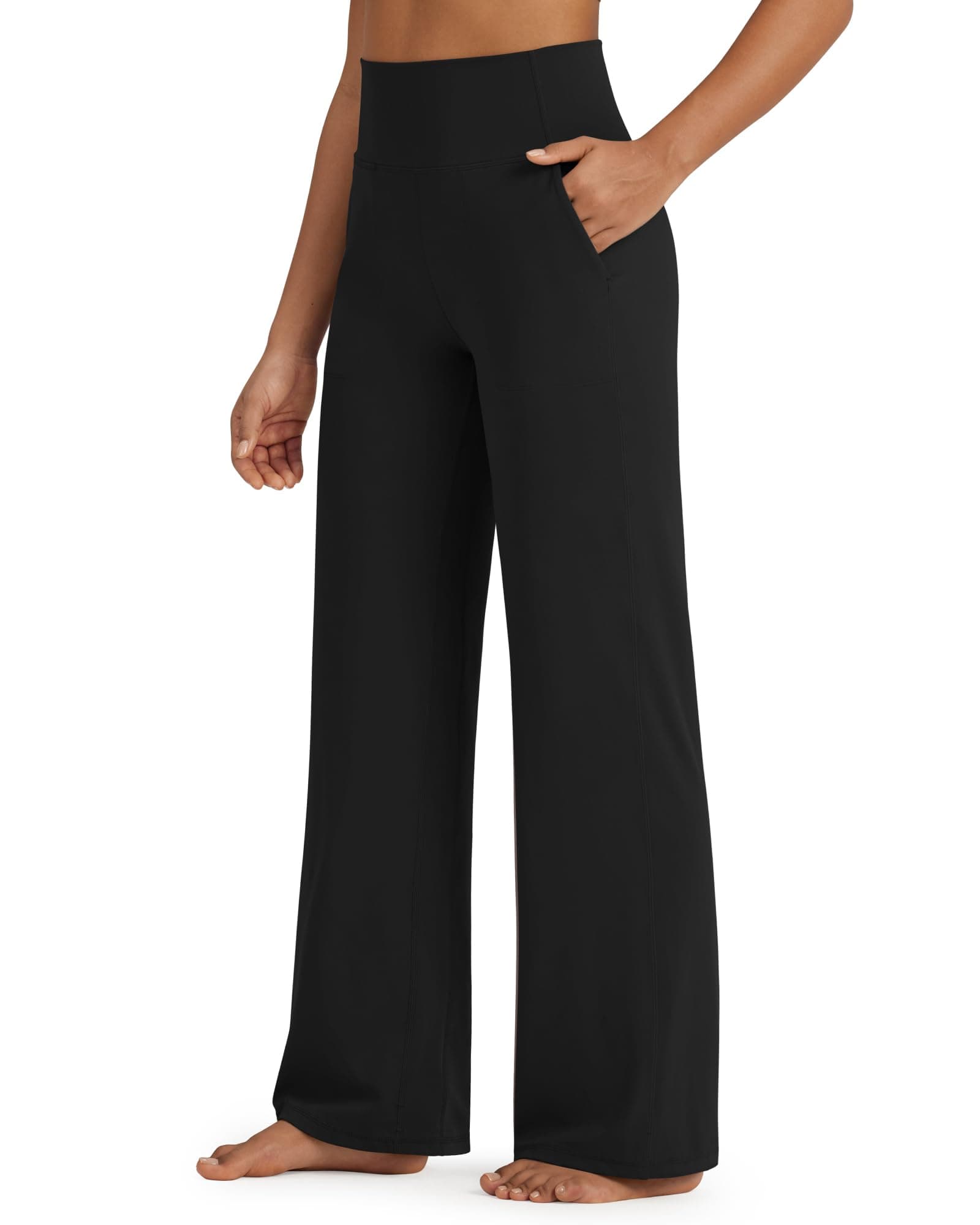 BareFeel High Stretch Yoga Pants Women Soft High Waisted Casual Wide Leg Pants with Pockets
