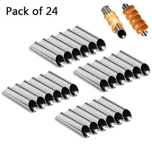 Cannoli Tubes - Set of 24 Stainless Steel Cream Roll Horn Molds Non-stick Cannoli Forms Pastry Moulds DIY Baking Bread Mold Tool