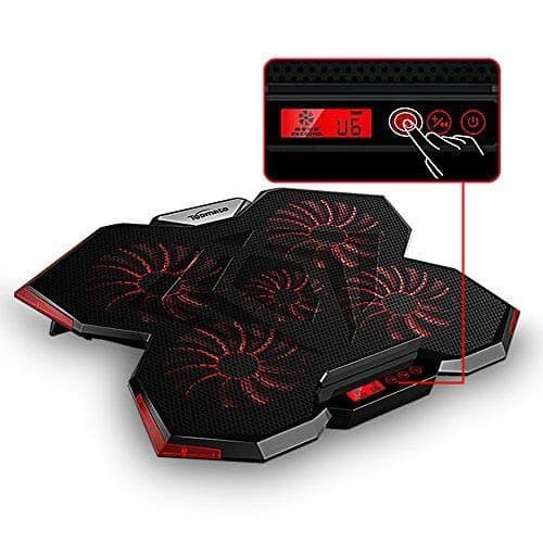 TopMate C7 14-17 Inch Gaming Laptop Cooler Cooling Pad, Five Quite Fans and LCD Touch Screen，2400RPM Strong Wind Alien Style Designed for Gamers and Office