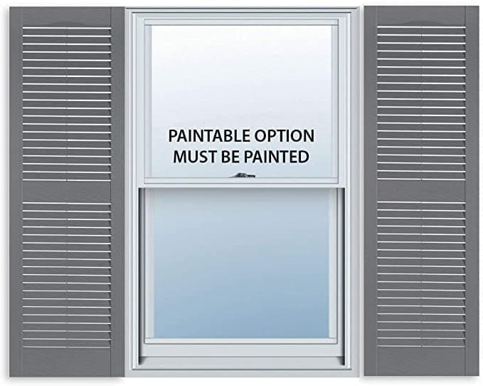 ExteriorSolutions.com 15 Inch x 59 Inch Standard Louver Exterior Vinyl Window Shutters, Paintable (Pair)