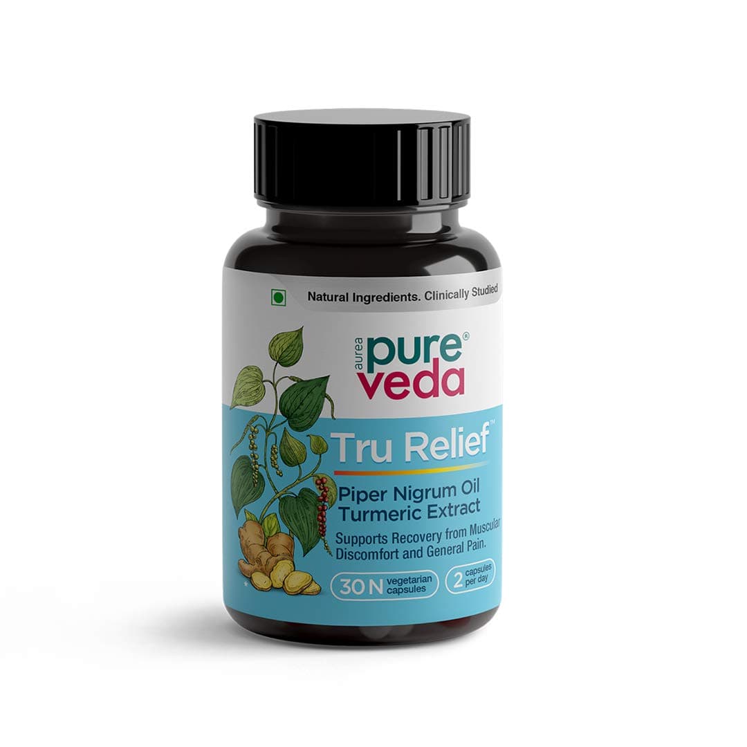 - Pureveda Tru Relief - All-Natural Joint Pain Relief Supplement - Pain Relief with No Side Effects & Muscle Recovery - 30 Veg capsules