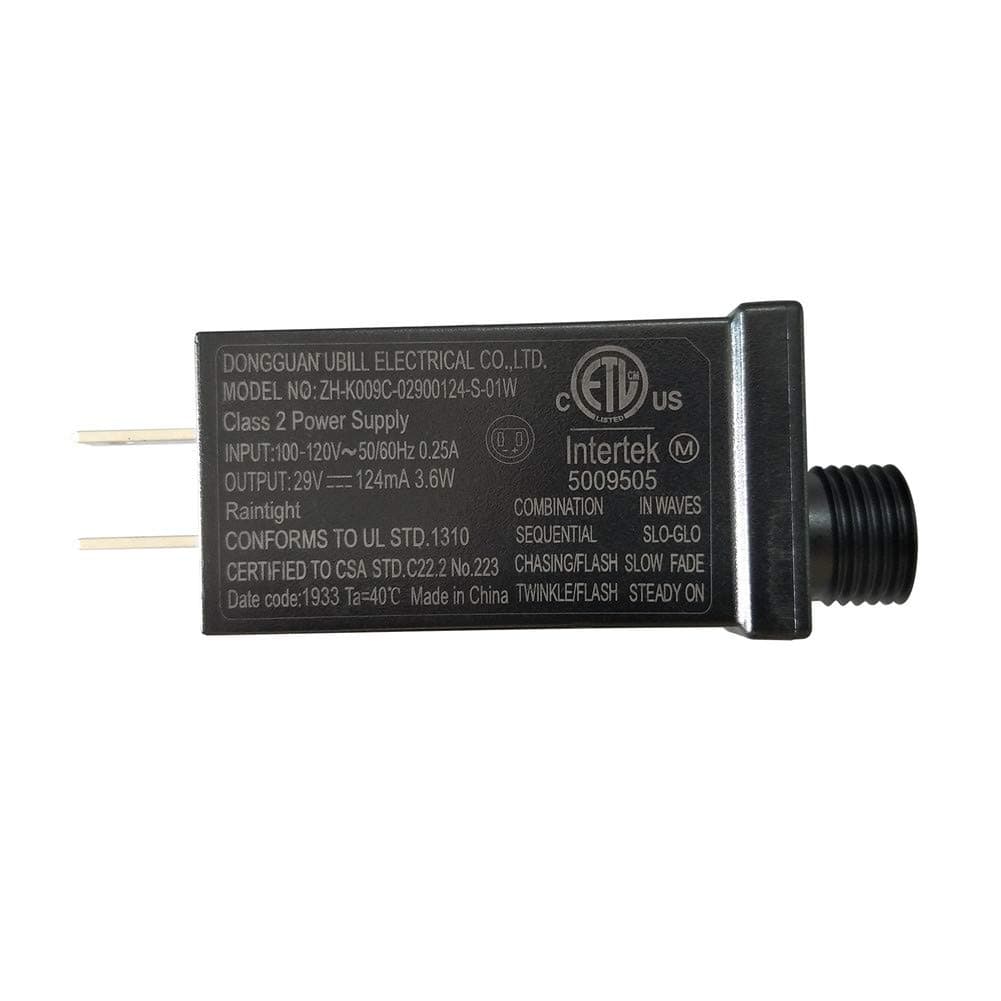 29V 3.6W LED Power Supply 124mA LED Transformer Raintight IP44 Low Voltage Adapter UL ETL Listed Lighting Driver for LED String Light, Holiday Lighting