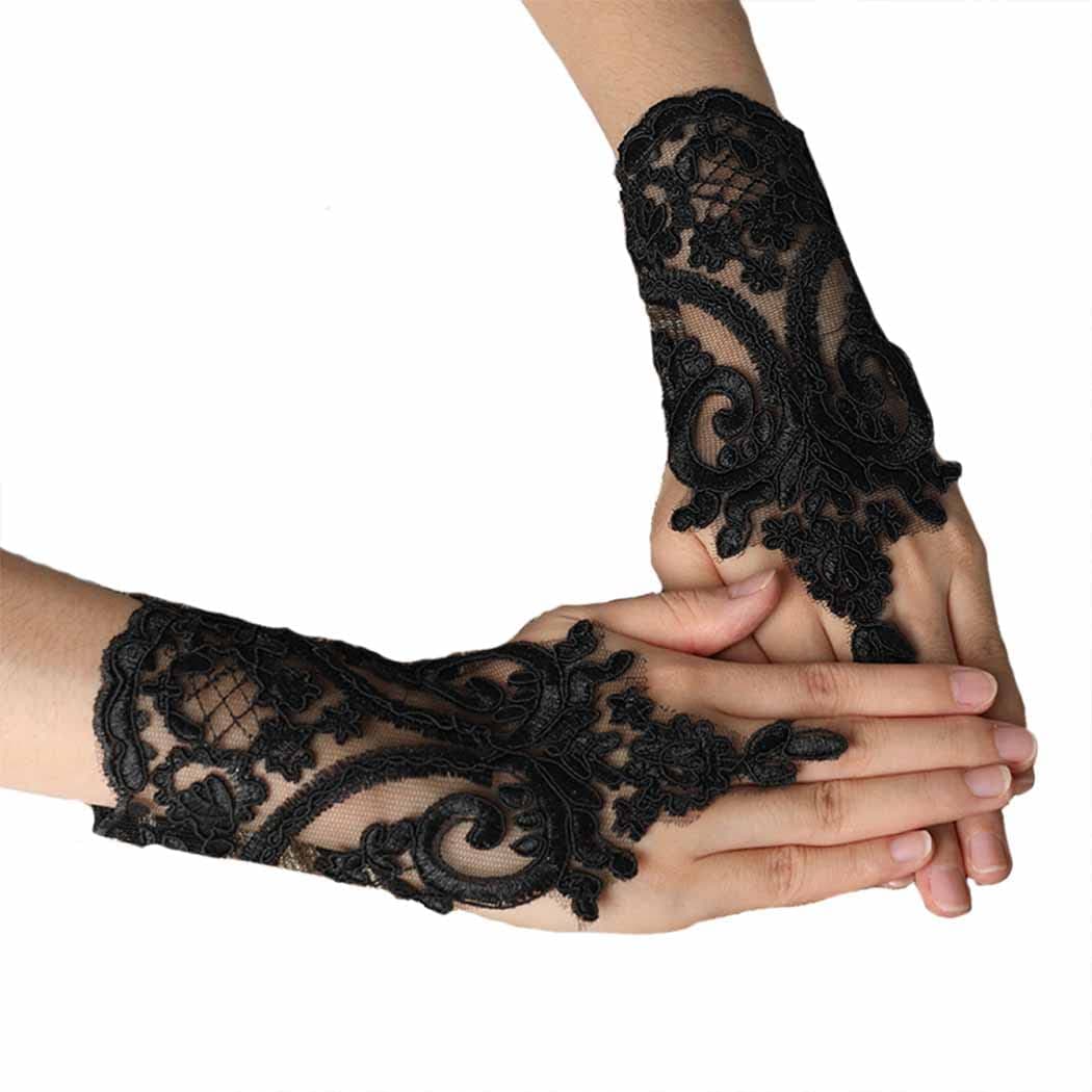 Latious Wedding Bride Lace Gloves Fingerless Bridal Gloves Floral Glove Party Prom Glove Accessories for Women and Brides