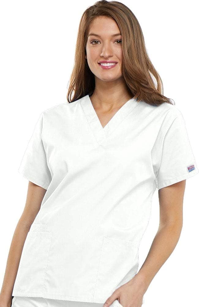 India women Scrub Suit set V-Neck 3 Pocket Top and Cargo Type Trouser (white) 32