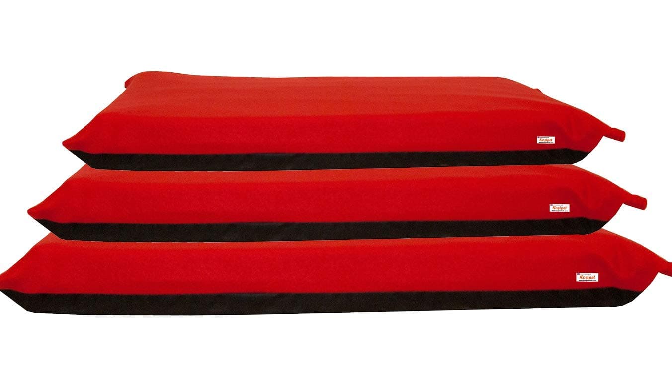 KosiPet Deluxe 9cm Thick High Density Foam Mattress Waterproof Dog Bed Beds Fleece Cover-RED-L