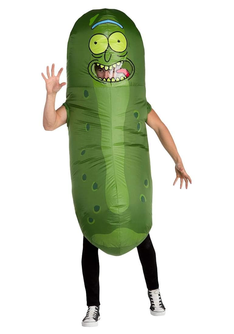 Adult Rick and Morty Pickle Rick Inflatable Costume Standard, Green, One Size