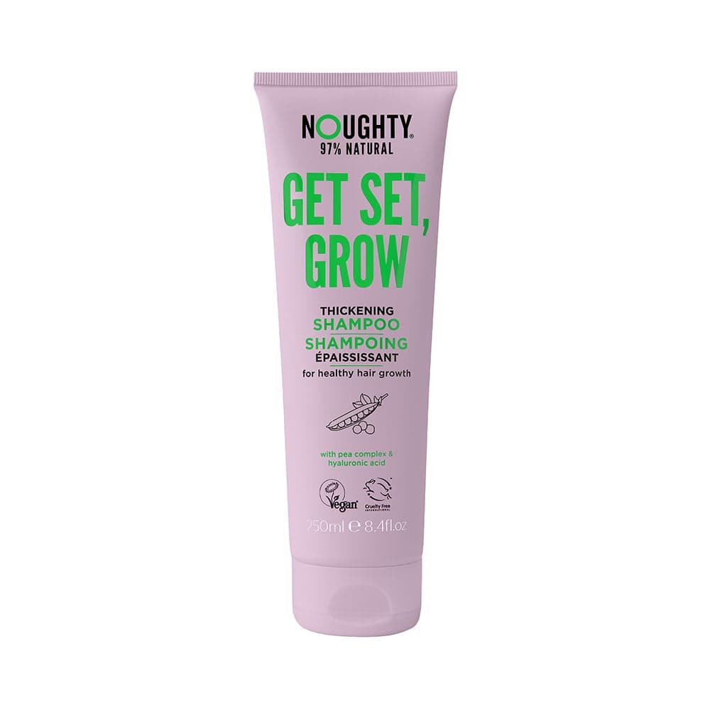 Noughty 97% Natural,Get Set Grow Hair Thickening Shampoo,Optimise Scalp Health,Stimulate Roots,Promote Hair Growth,with Organic Garden Pea Sprouts,Green Robusta Coffee Beans & Piroctone Olamine,250ml