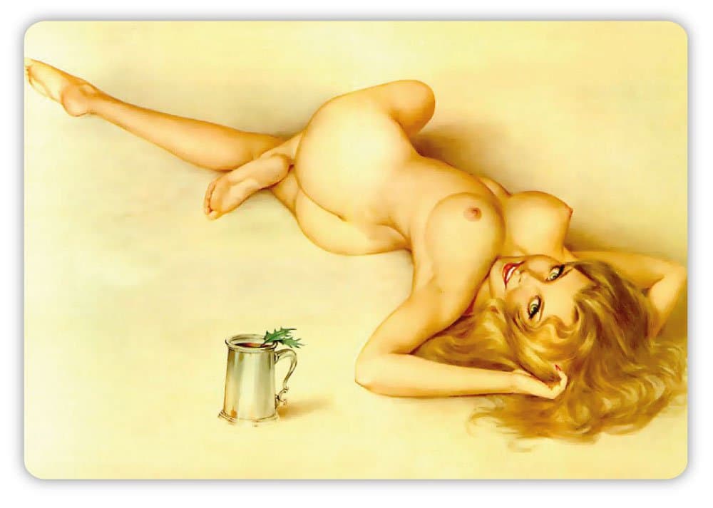 Pinup pin up pin-up the girl lies near a cup of tea sticker decal 5" x 4"