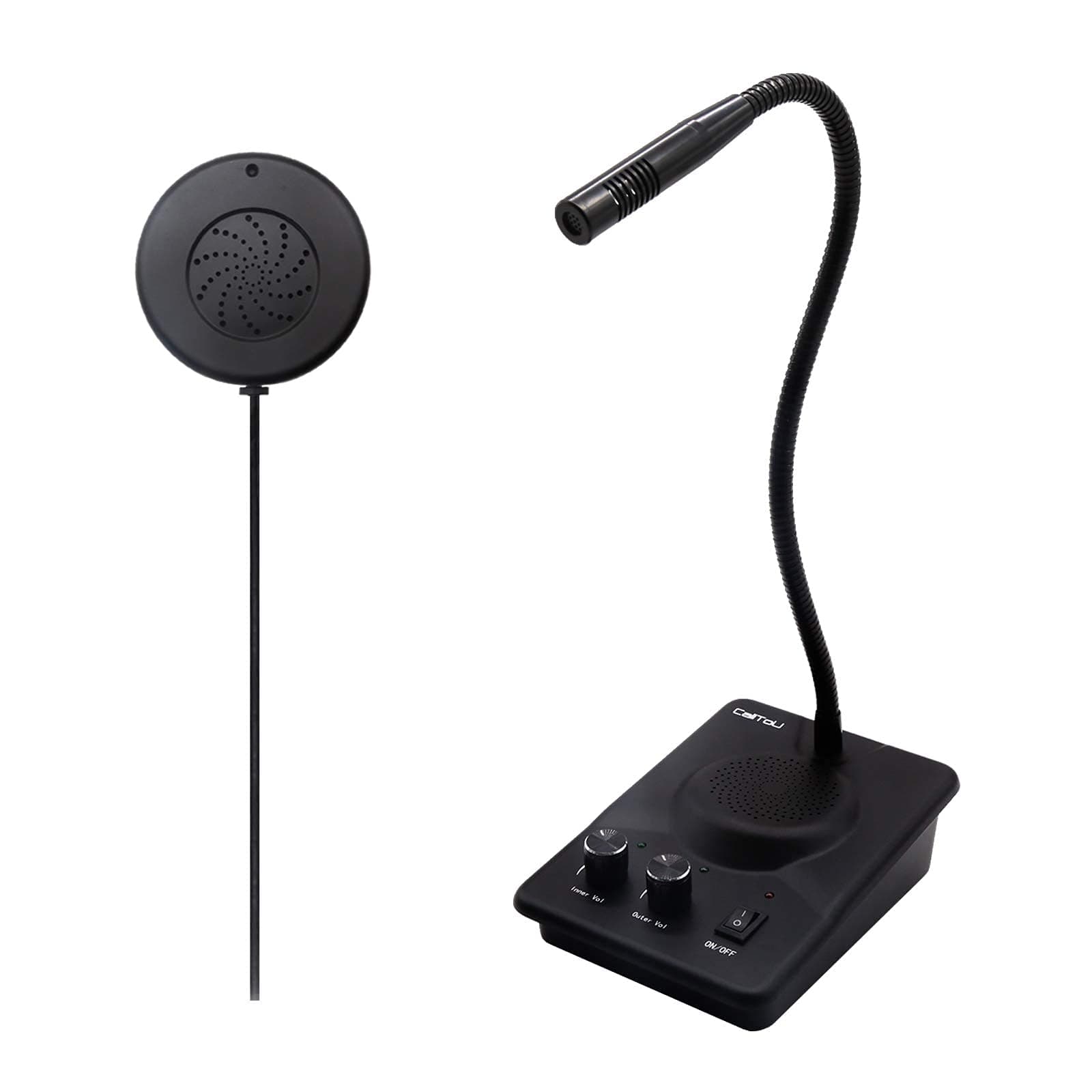 CallToU Window Speaker Intercom System Dual-Way Anti-Interference Window Microphone and Speaker for Bank Hospital Office Store Bus Station Ticket Booth Window Counter Intercom Black