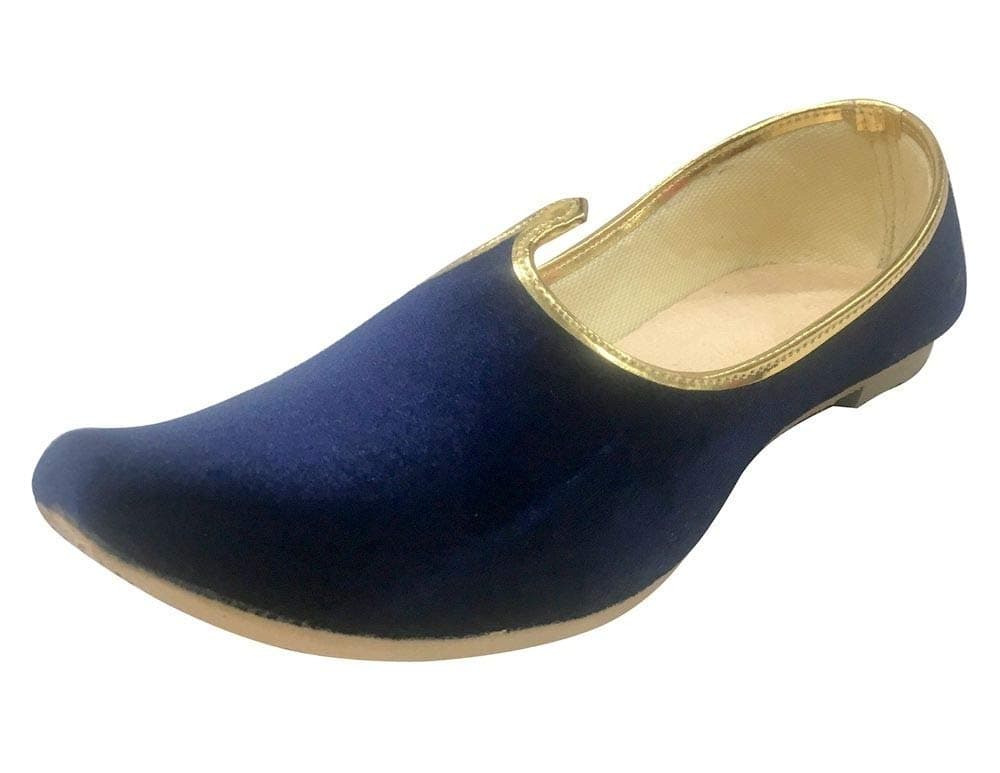 Mens Blue Khussa Shoes Punjabi Jutti Ethnic Jutti Beaded Shoes Indian Shoes