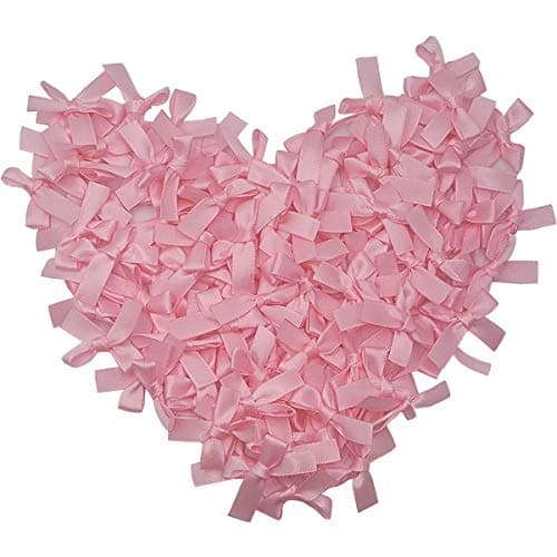100pcs Mini Satin Ribbon Bows 1.5" x 1.4" Farbic Solid Ribbon Hair Clip Supply DIY Appliques