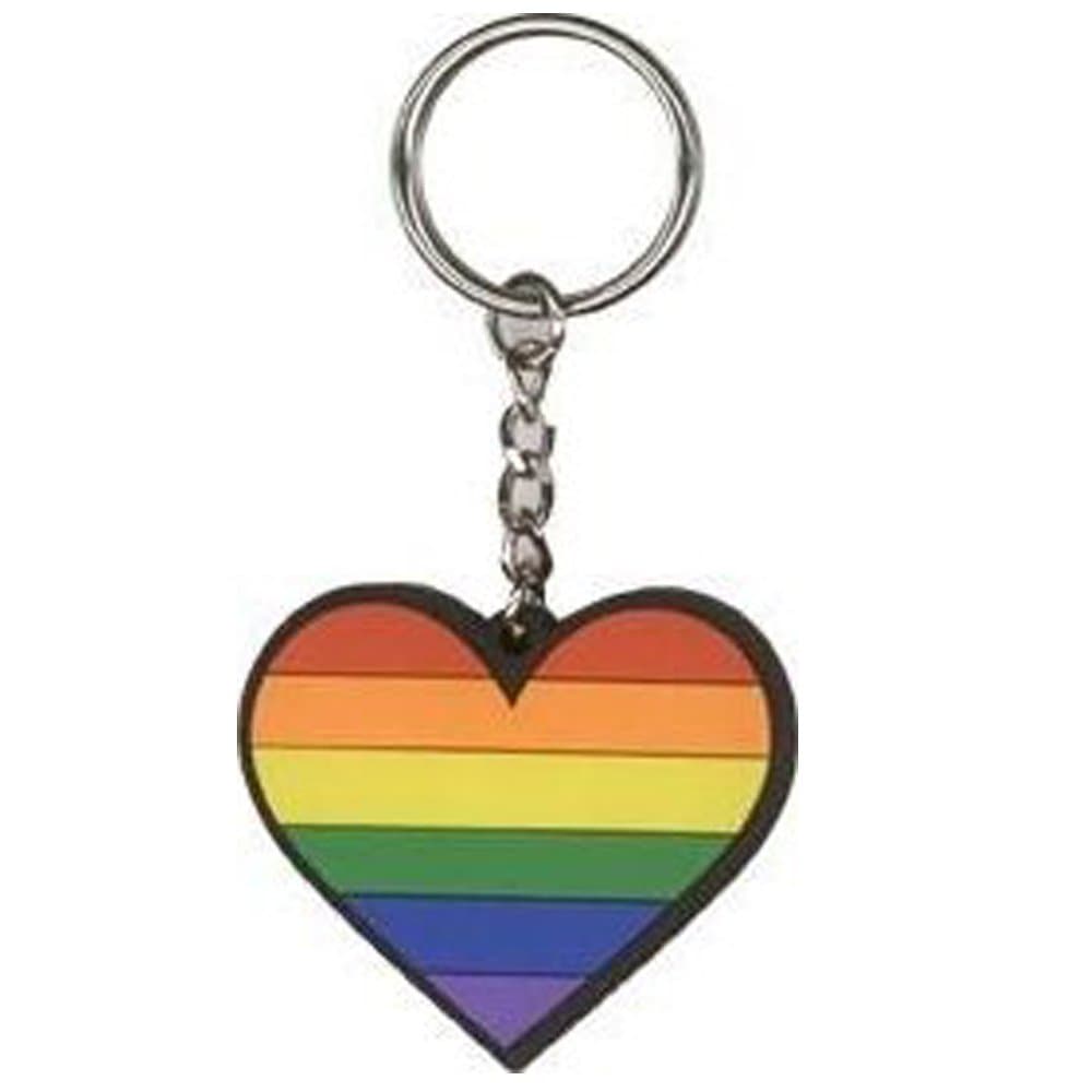 Rainbow Heart Pride Rubber Keychain