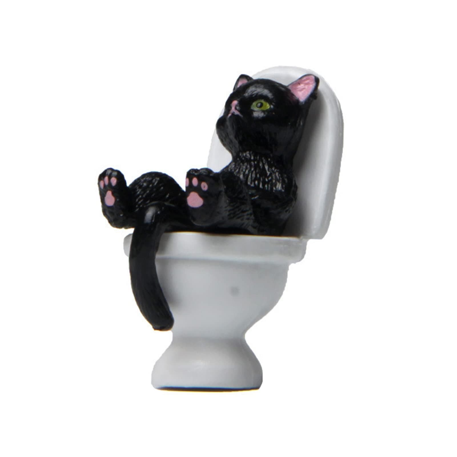 LUYANhapy9 Cat Figurine Freestanding Funny Active Poses Toilet Series Cat Figurine Party Supplies Black