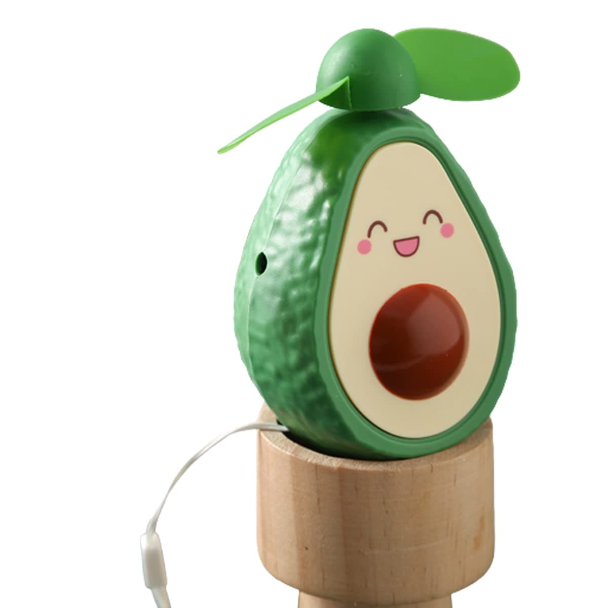 Rhomba Creative butter cute outdoor handheld usd charging carry-on fan fruit small fan small female heart student gift fan (Green)