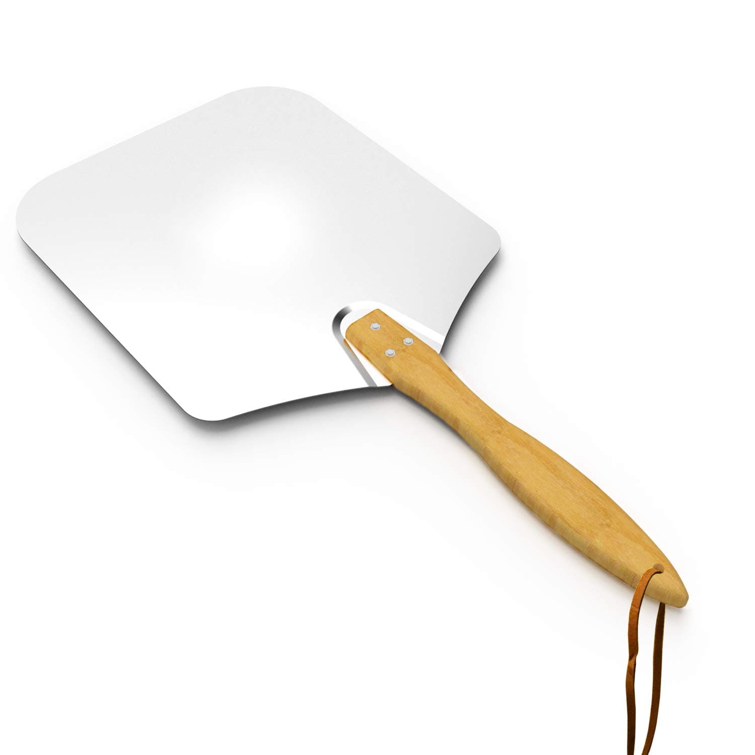 SkyflameKitchen Supply Aluminum Pizza Peel with Wooden Handle 14-Inch x 16-Inch, Large Pizza Paddle for Baking Homemade Pizza Bread