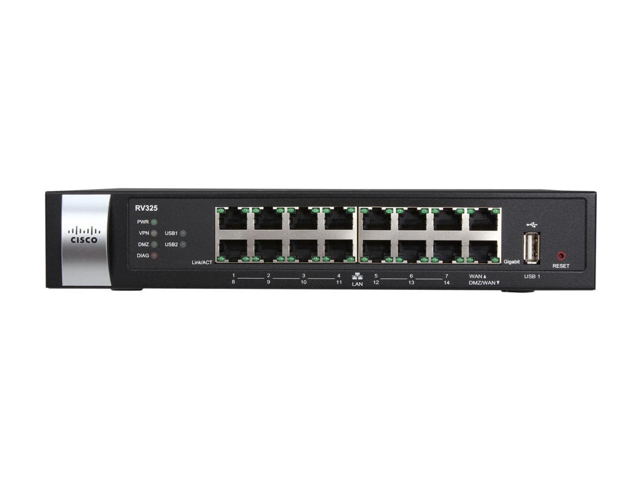 Cisco Systems Gigabit Dual WAN VPN 14 Port Router (RV325K9NA) (Renewed)