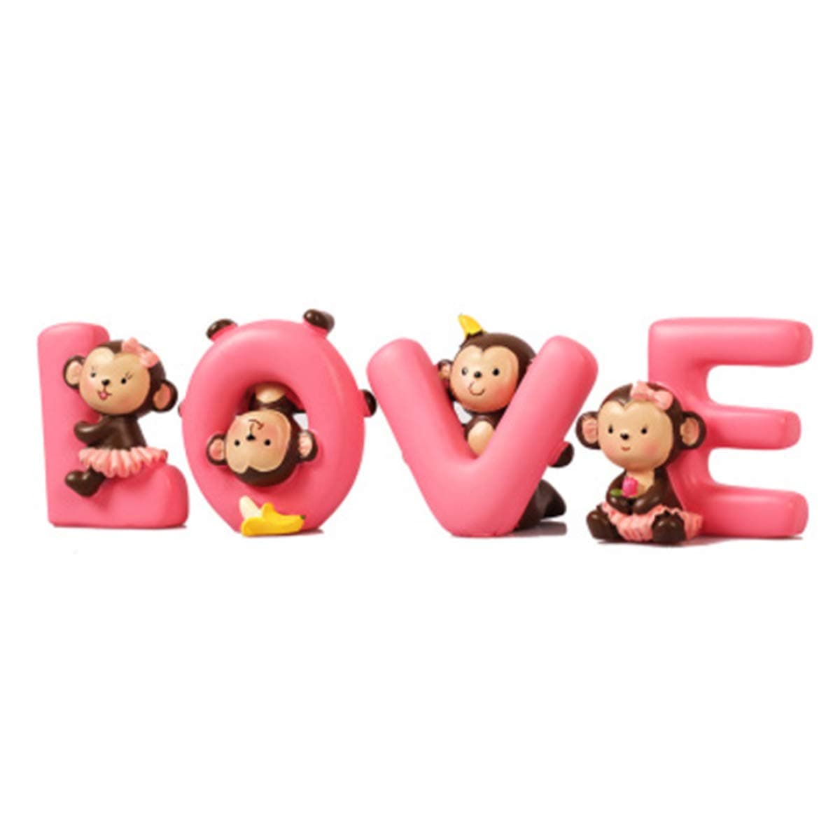 Creative Cute Love Monkeys Dashboard Decorations Car Home Office Ornaments, Birthday Cake Decorations, Cake Topper, Birthday (Style 3)