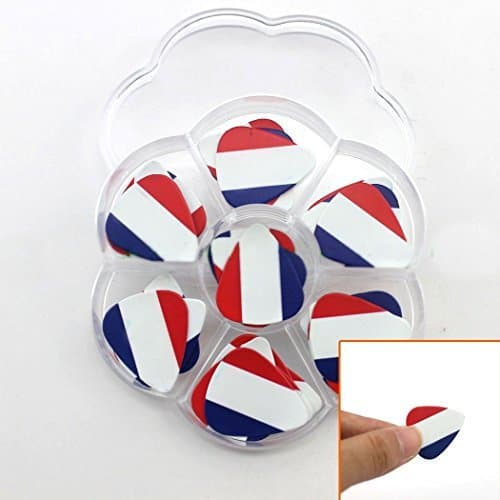 Guitar Pick French National Flag Type Free Clear Storage Box 7 Compartment, 50 Pcs