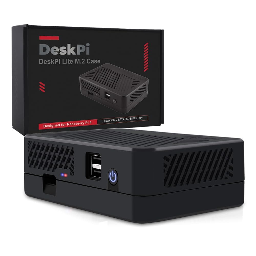 GeeekPi DeskPi Lite NAS Case Kit, Raspberry Pi 4 NAS Case with M.2 SATA SSD Adapter Board,Built in Raspberry Pi 4 Heatsink with Ultra-Quiet PWM Fan for Raspberry Pi 4 Model B 2GB 4GB 8GB