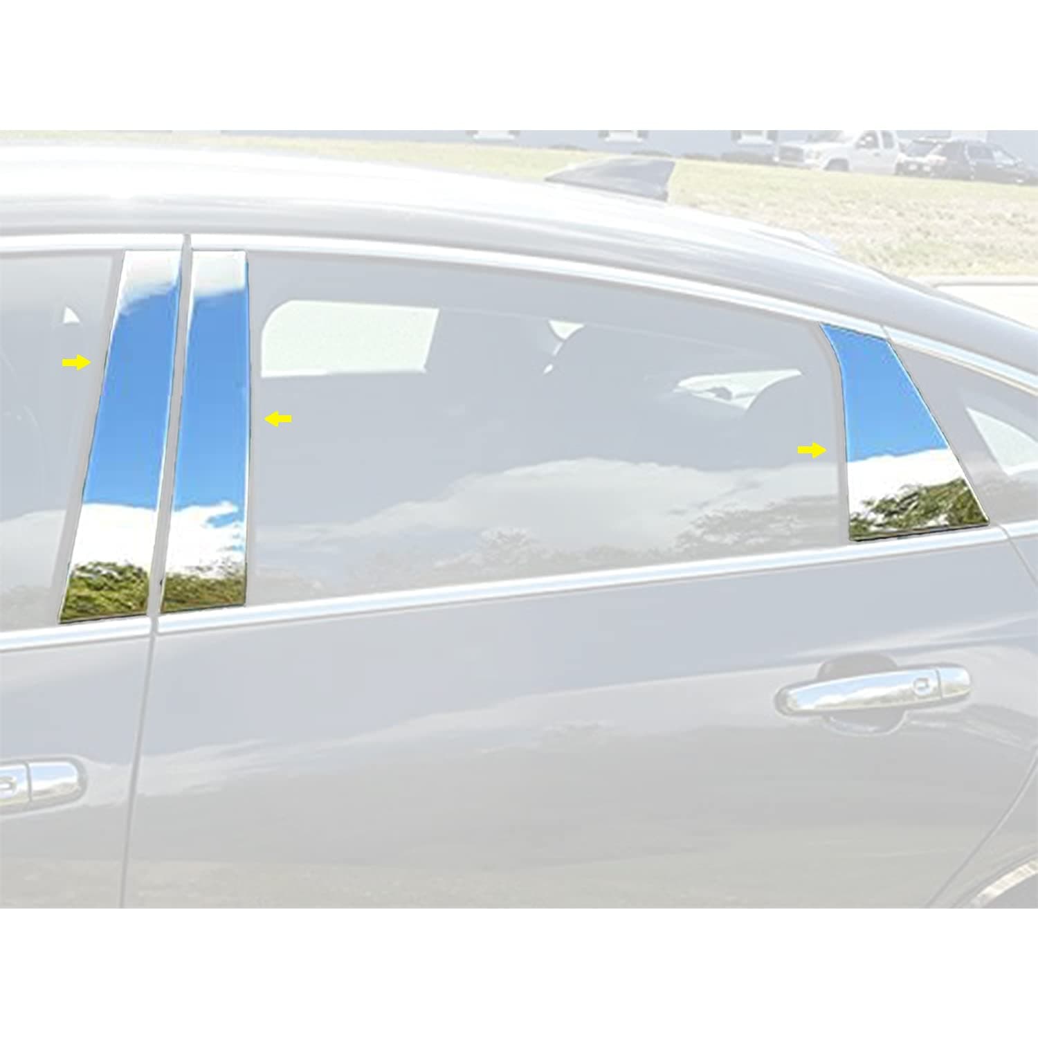 is Compatible with 2016-2020 Chevrolet Malibu 6 Piece Stainless Pillar Post Trim PP56106