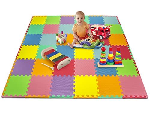 Matney Foam Mat Puzzle Piece Play Mat Set - Safe for Kids to Play and Learn - Great for Nurseries, Play Rooms, Gyms, Day Care, Classrooms, Playgrounds Etc. - 36 Tile Pieces and Borders