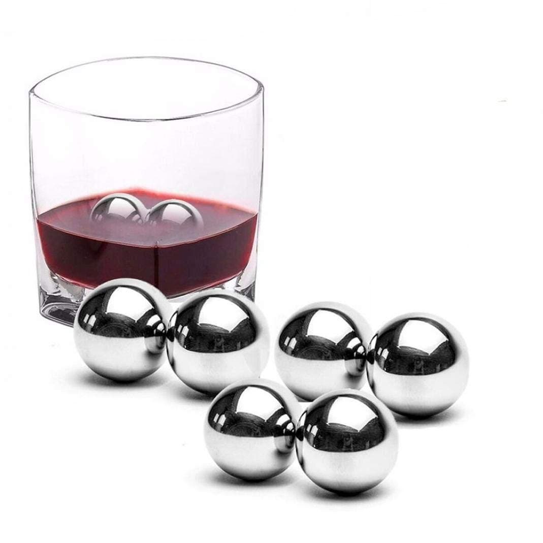 6Pcs Stainless Steel Ice Cubes Cooling Ball Whiskey Stones Reusable Metal Ice Cubes for Whiskey, Bourbon, Scotch, Vodka, Liqueurs, Beer Wine, Whiskey Rocks Chilling Stones.