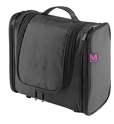 Hanging Toiletry Bag for Women Cosmetic Travel Bag, Makeup Organizer Holds Travel Size & Full Size Toiletries That Won't Fall Out When Hanging. Bag Attaches to Rolling Luggage Handle by MBM Design