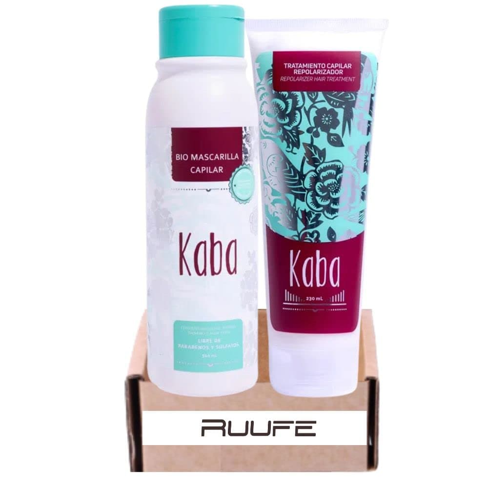 RUUFEBiomascarilla capilar kaba 17 oz and Repolarizador Kaba hair repair 7.7 Fl oz (2 pack)