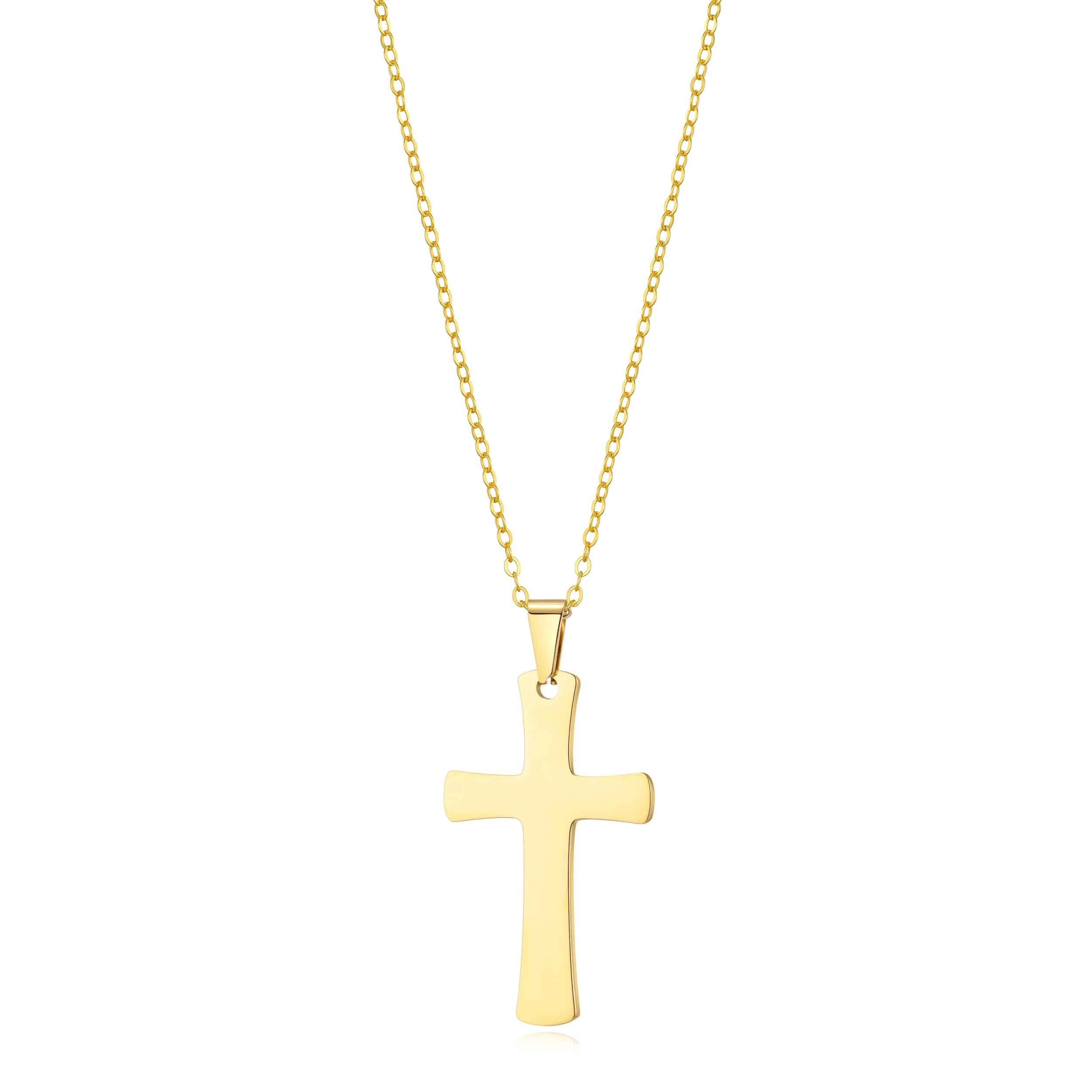 Men's 18k Gold Plated Stainless Steel Cross Necklace