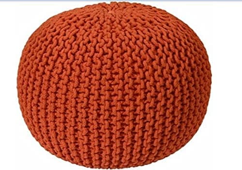 Cotton Knitted Pouf Ottoman Foot Stool/for Living Room, Bedroom Hall, Pouf Ball Chair/Pouf Exterior Ball, Round Ball - Pack of 1