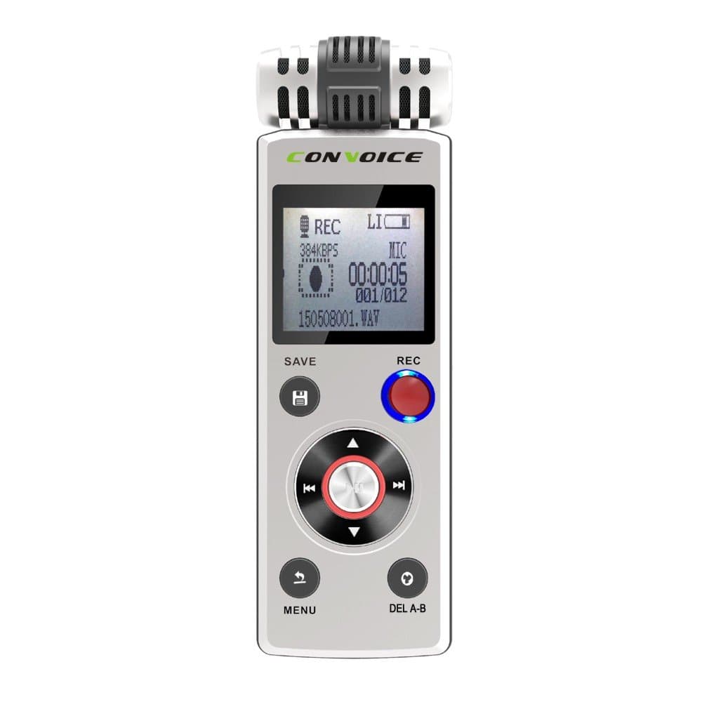 Convoice Portable Digital Voice Recorder/Bidirectional HD Microphone/MP3 Function/8GB Memory/Double Power Sources
