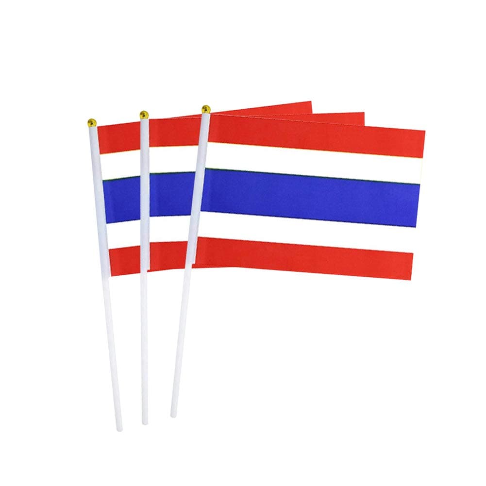 pretty_jessie Thailand Flag Thai Hand Held Small Mini Stick Flags Decorations International Country World Flags For Party Olympics Festival Parades Parties Decor (20 pack) (Thailand)