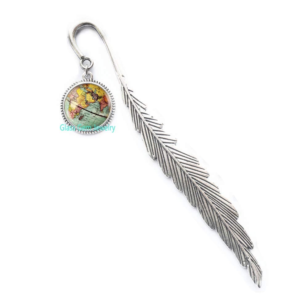 World Map Globe Bookmark, Earth Bookmark, Globe Bookmark, Map Jewelry, Charming Globe World Travel Adventurer Gift, Antique Map Bookmark，Q0084